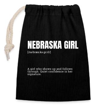 Nebraska Girl Courageous Determination - Closable cotton gift bag (14x20cm) - black - Front