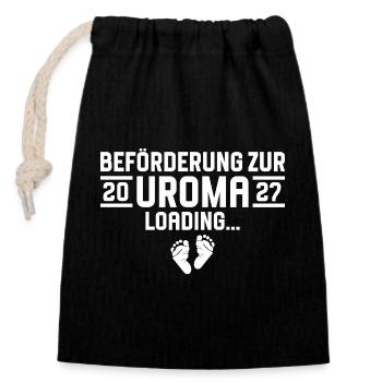 Beförderung zur Uroma 2027 loading - Verschließbarer Geschenkbeutel aus Baumwolle (14x20cm) - Schwarz - Vorne