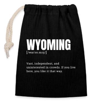 Wyoming Bold Terrain Typography - Closable cotton gift bag (14x20cm) - black - Front