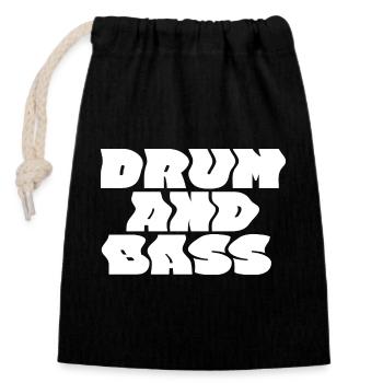 Drum and Bass fettes Logo-Design - Verschließbarer Geschenkbeutel aus Baumwolle (14x20cm) - Schwarz - Vorne