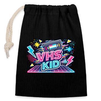 VHS KID Neon Retro - Closable cotton gift bag (14x20cm) - black - Front