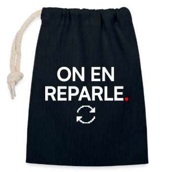 ON EN REPARLE | Humour bureau - Sac cadeau en coton avec cordon (14 x 20 cm) - bleu marine - Devant