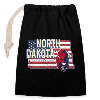 North Dakota Vereinigte Staaten Vintage USA Design - Verschließbarer Geschenkbeutel aus Baumwolle (14x20cm) - Schwarz - Vorne