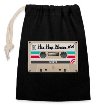 Kassetten-Hip-Hop-90er-Vibe - Verschließbarer Geschenkbeutel aus Baumwolle (14x20cm) - Schwarz - Vorne