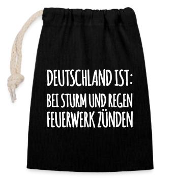Lustiger Silvester Spruch - Verschließbarer Geschenkbeutel aus Baumwolle (14x20cm) - Schwarz - Vorne