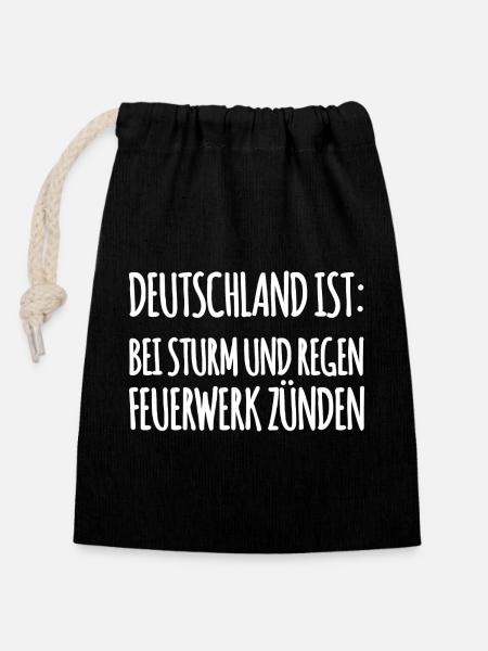 Lustiger Silvester Spruch - Verschließbarer Geschenkbeutel aus Baumwolle (14x20cm) - Schwarz
