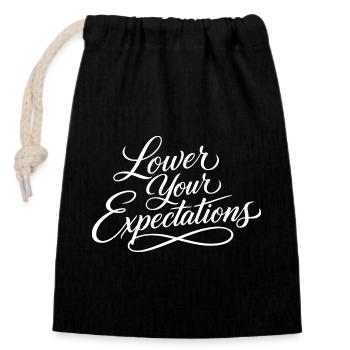Sarcasme – Baissez vos attentes – Drôle de femme - Sac cadeau en coton avec cordon (14 x 20 cm) - noir - Devant