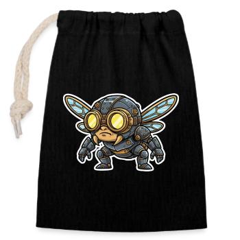 Steampunk Combat Fly Armor Steel and Brass - Closable cotton gift bag (14x20cm) - black - Front
