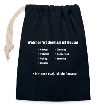 Welcher Wochentag? Egal, bin Rentner - Verschließbarer Geschenkbeutel aus Baumwolle (14x20cm) - Navy - Vorne