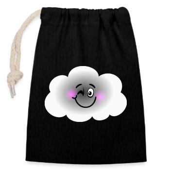 Happy Cloud - Sac cadeau en coton avec cordon (14 x 20 cm) - noir - Devant