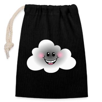 Happy Cloud - Sac cadeau en coton avec cordon (14 x 20 cm) - noir - Devant