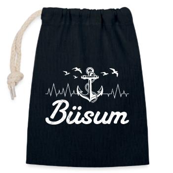Nordsee Urlaub BÜSUM Wattenmeer Lustiges - Verschließbarer Geschenkbeutel aus Baumwolle (14x20cm) - Navy - Vorne