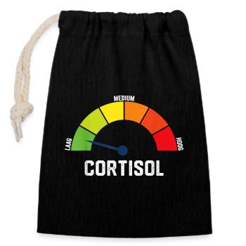 Cortisol Low – Relaxed Anti-Stress Design - Closable cotton gift bag (14x20cm) - black - Front