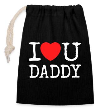 Ich liebe dich Papa-Shirt - Verschließbarer Geschenkbeutel aus Baumwolle (14x20cm) - Schwarz - Vorne