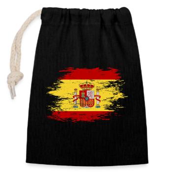 Spanien Flagge used - Verschließbarer Geschenkbeutel aus Baumwolle (14x20cm) - Schwarz - Vorne