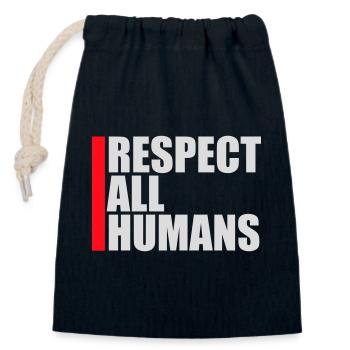 Respect All Humans Statement Menschlichkeit Spruch - Verschließbarer Geschenkbeutel aus Baumwolle (14x20cm) - Navy - Vorne