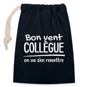 Bon Vent Collègue Humour Travail Départ Drôle - Sac cadeau en coton avec cordon (14 x 20 cm) - bleu marine - Devant