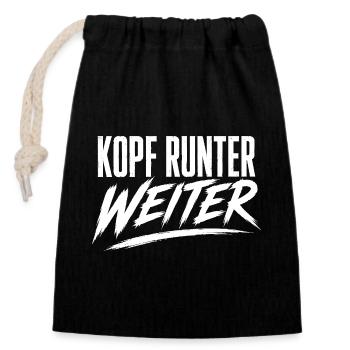 Kopf Runter Weiter Brush-Schriftzug - Verschließbarer Geschenkbeutel aus Baumwolle (14x20cm) - Schwarz - Vorne