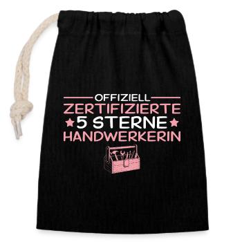 Handwerkerin 5 Sterne Beste Handwerkerin Geschenk - Verschließbarer Geschenkbeutel aus Baumwolle (14x20cm) - Schwarz - Vorne