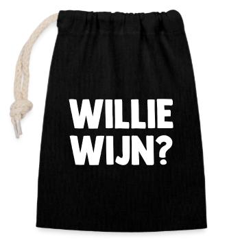 Willie Wijn? - Niederlande - Netherlands Nederland - Verschließbarer Geschenkbeutel aus Baumwolle (14x20cm) - Schwarz - Vorne