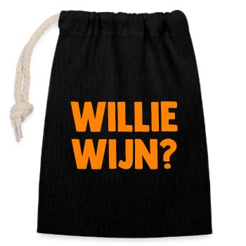 Willie Wijn? - Niederlande - Netherlands Nederland - Verschließbarer Geschenkbeutel aus Baumwolle (14x20cm) - Schwarz - Vorne