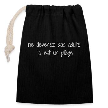 Piège de l’Âge Adulte - Sac cadeau en coton avec cordon (14 x 20 cm) - noir - Devant