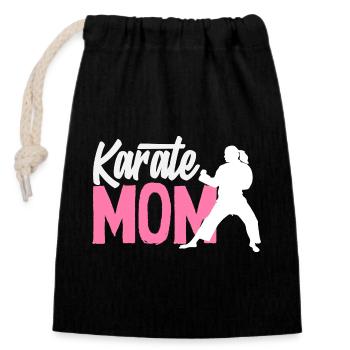 Karate Mom Martial Arts Mother Fighter Women - Closable cotton gift bag (14x20cm) - black - Front