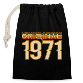 Original 1971 Typographie Rétro - Sac cadeau en coton avec cordon (14 x 20 cm) - noir - Devant