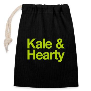Kale & Hearty Veggie Cheer - Closable cotton gift bag (14x20cm) - black - Front