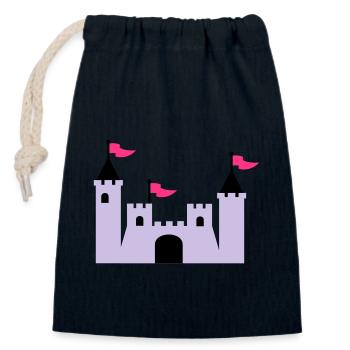 castle - Closable cotton gift bag (14x20cm) - navy - Front