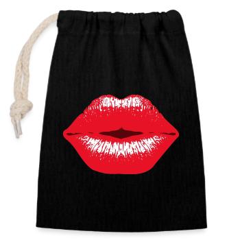 lèvres rouge à lèvres Embrasser déclaration sexy Fun - Sac cadeau en coton avec cordon (14 x 20 cm) - noir - Devant