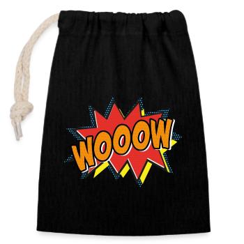 WOOOW - Wow! Comi Strip Style - Pop Art - Orange - Closable cotton gift bag (14x20cm) - black - Front