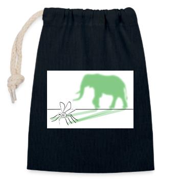 Out of a mosquito make an elephant drawing - Closable cotton gift bag (14x20cm) - navy - Front