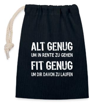 Old enough for the pension but fit - run pensioners - Closable cotton gift bag (14x20cm) - navy - Front