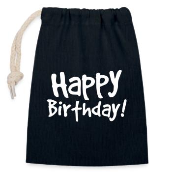 joyeux anniversaire - Sac cadeau en coton avec cordon (14 x 20 cm) - bleu marine - Devant