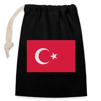 Turkish flag - Closable cotton gift bag (14x20cm) - black - Front