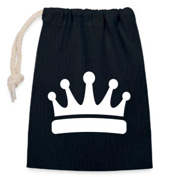 Couronne - Sac cadeau en coton avec cordon (14 x 20 cm) - bleu marine - Devant