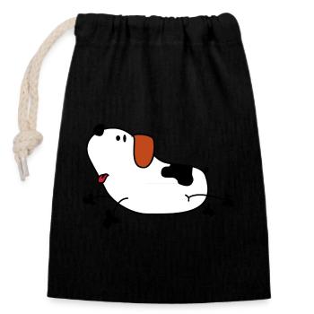Sweet cartoon dog - Closable cotton gift bag (14x20cm) - black - Front