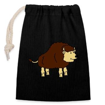 bison - Verschließbarer Geschenkbeutel aus Baumwolle (14x20cm) - Schwarz - Vorne