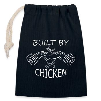 Built by chicken fitness - Closable cotton gift bag (14x20cm) - navy - Front