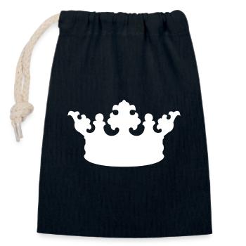 Couronne - Sac cadeau en coton avec cordon (14 x 20 cm) - bleu marine - Devant