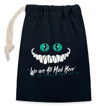 We Are All Mad Here - Closable cotton gift bag (14x20cm) - navy - Front