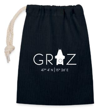 Graz - Clock Tower - Closable cotton gift bag (14x20cm) - navy - Front