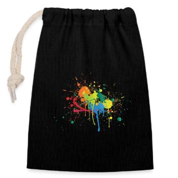 Gradient blob color splash color gift - Closable cotton gift bag (14x20cm) - black - Front