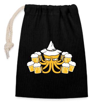 bier saufen trinken durst party feiern - Verschließbarer Geschenkbeutel aus Baumwolle (14x20cm) - Schwarz - Vorne