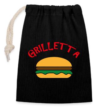 Grilletta DDR Ossi Gift Hamburger Ostalgie - Closable cotton gift bag (14x20cm) - black - Front