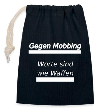 Gegen Mobbing Worte sind wie Waffen - Verschließbarer Geschenkbeutel aus Baumwolle (14x20cm) - Navy - Vorne
