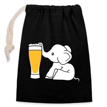 elephant beer suck alcohol drink thirst drunk - Closable cotton gift bag (14x20cm) - black - Front