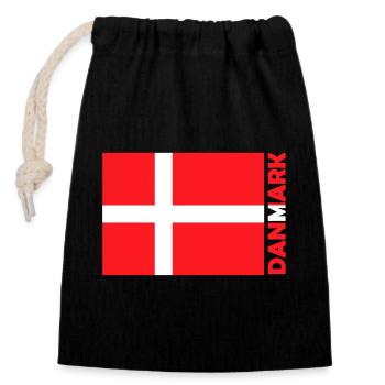 Flag Danmark Denmark Danish Scandinavia - Closable cotton gift bag (14x20cm) - black - Front