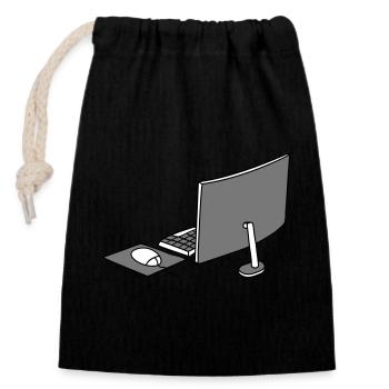 mouse keyboard screen home office office working - Closable cotton gift bag (14x20cm) - black - Front